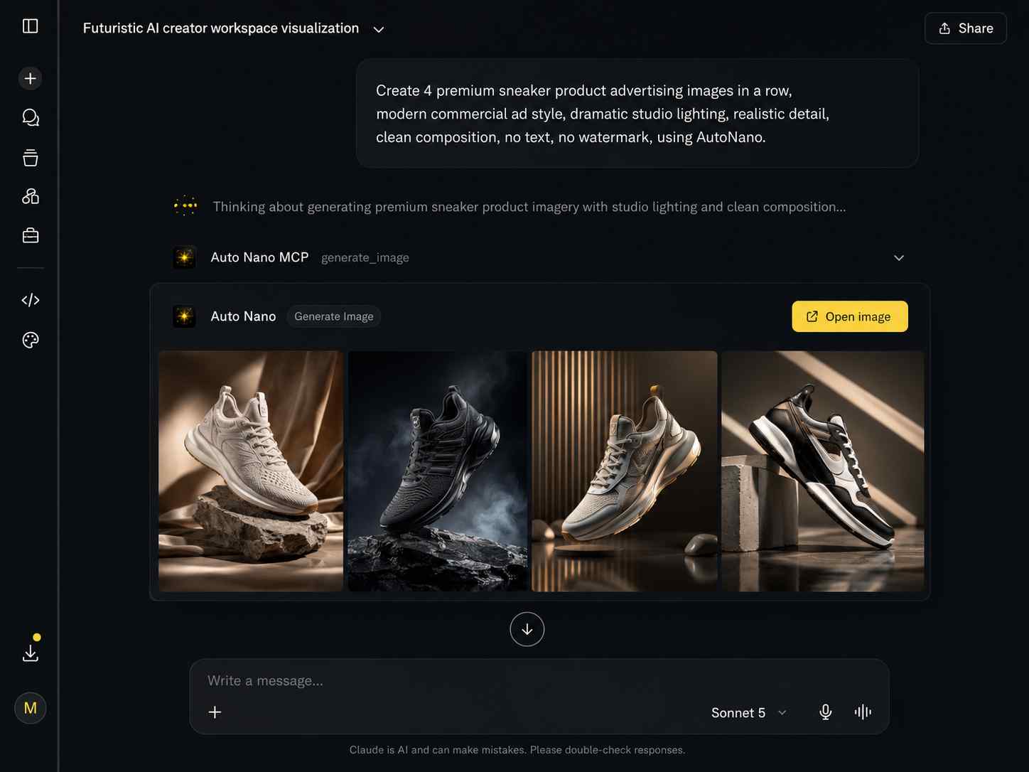 Product ad creative preview in the AutoNano MCP hero
