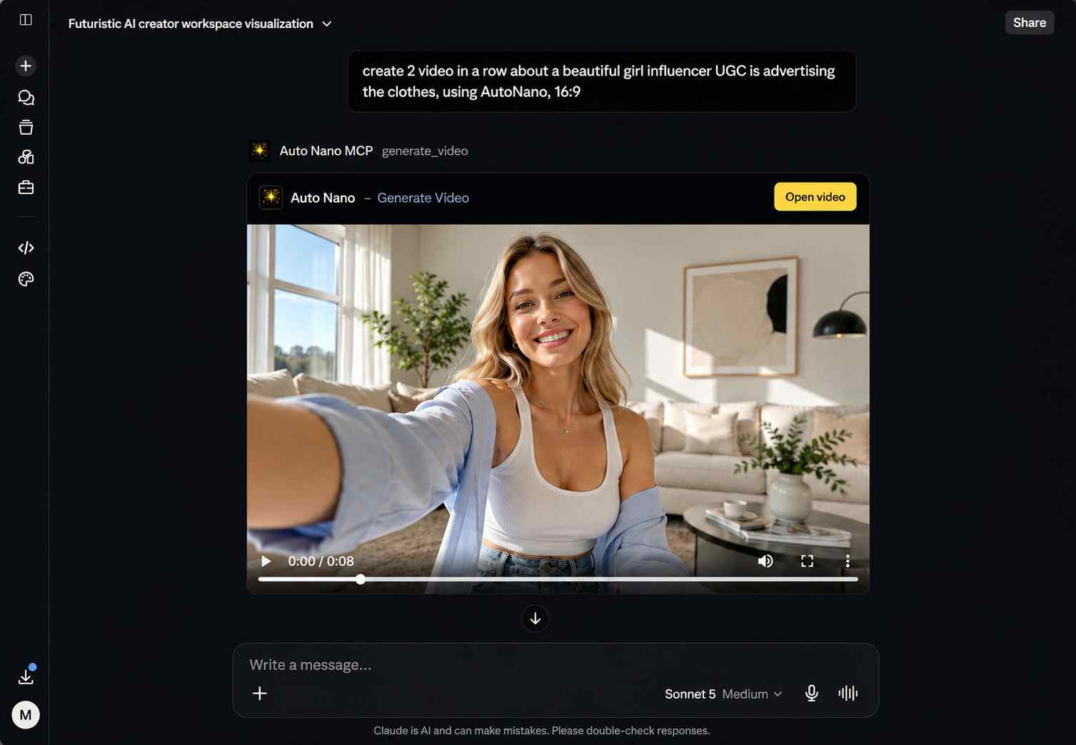 UGC product video advertising preview generated with AutoNano MCP